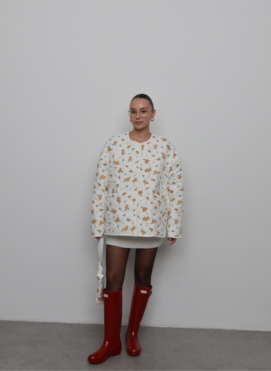 TURUNCU ÇİÇEKLİ KAPİTONE CEKET