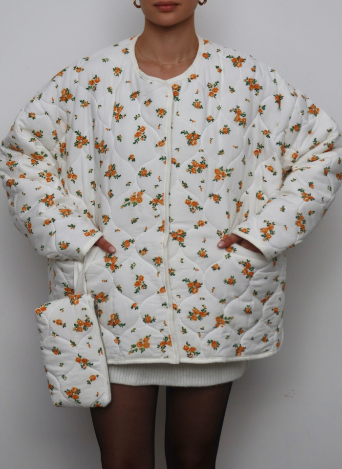 TURUNCU ÇİÇEKLİ KAPİTONE CEKET