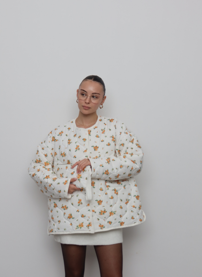 TURUNCU ÇİÇEKLİ KAPİTONE CEKET