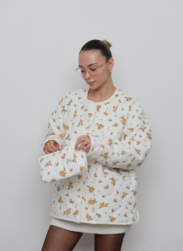 TURUNCU ÇİÇEKLİ KAPİTONE CEKET