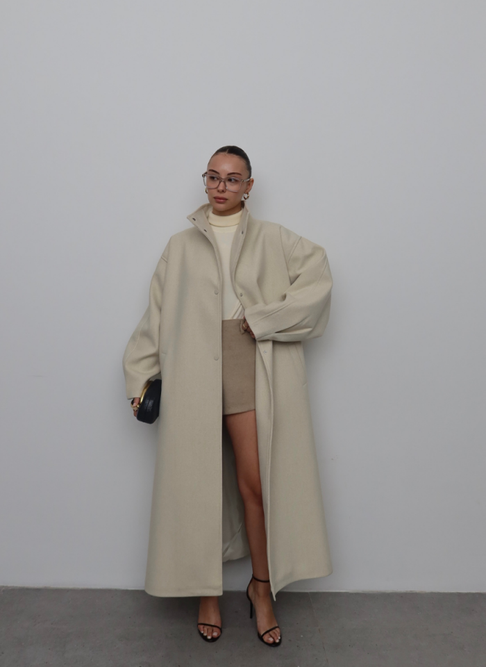 EKRU OVERSİZE KABAN