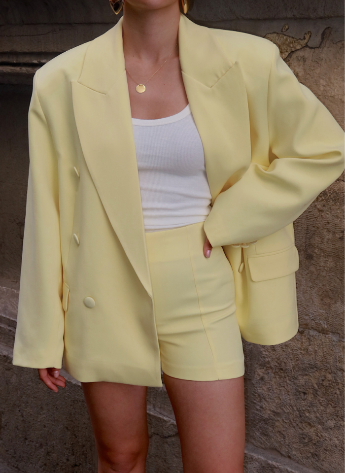 SARI ŞORT BLAZER CEKET TAKIM