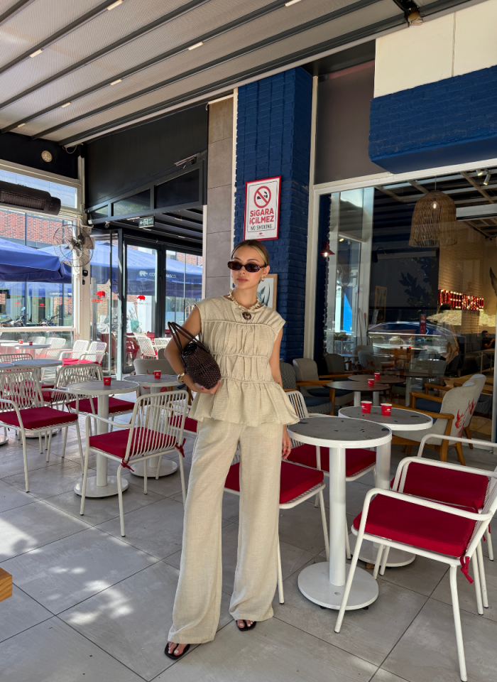 BEJ BİYELİ KETEN TAKIM