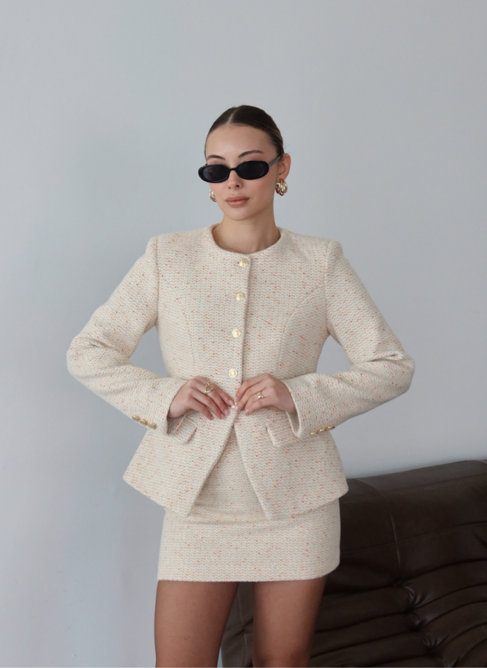 BEJ TÜVİT CEKET ETEK TAKIMI