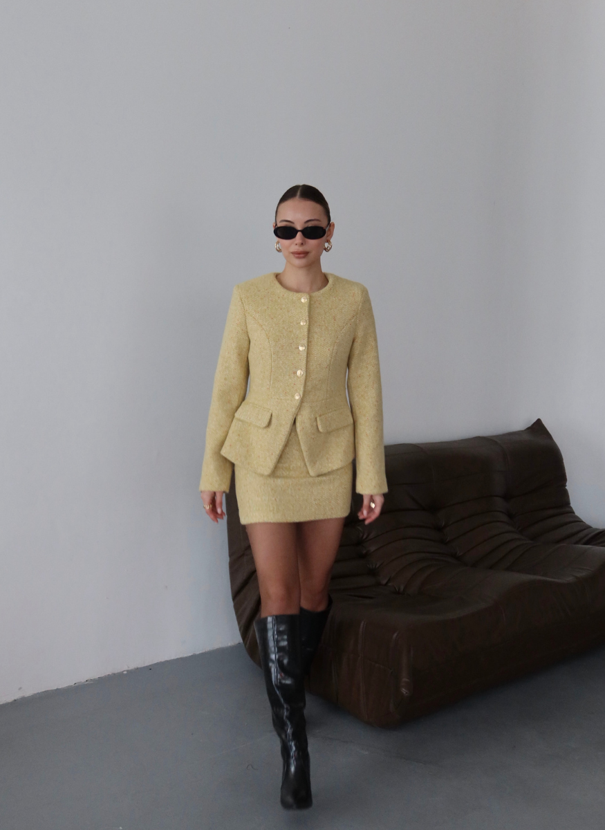 SARI TÜVİT CEKET ETEK TAKIMI