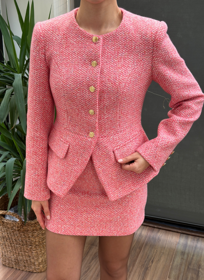 PEMBE TÜVİT CEKET ETEK TAKIMI