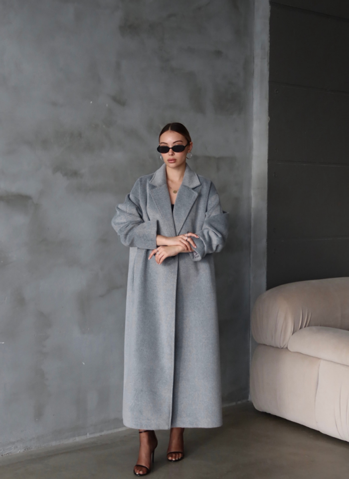 GRİ KAŞE OVERSİZE KABAN