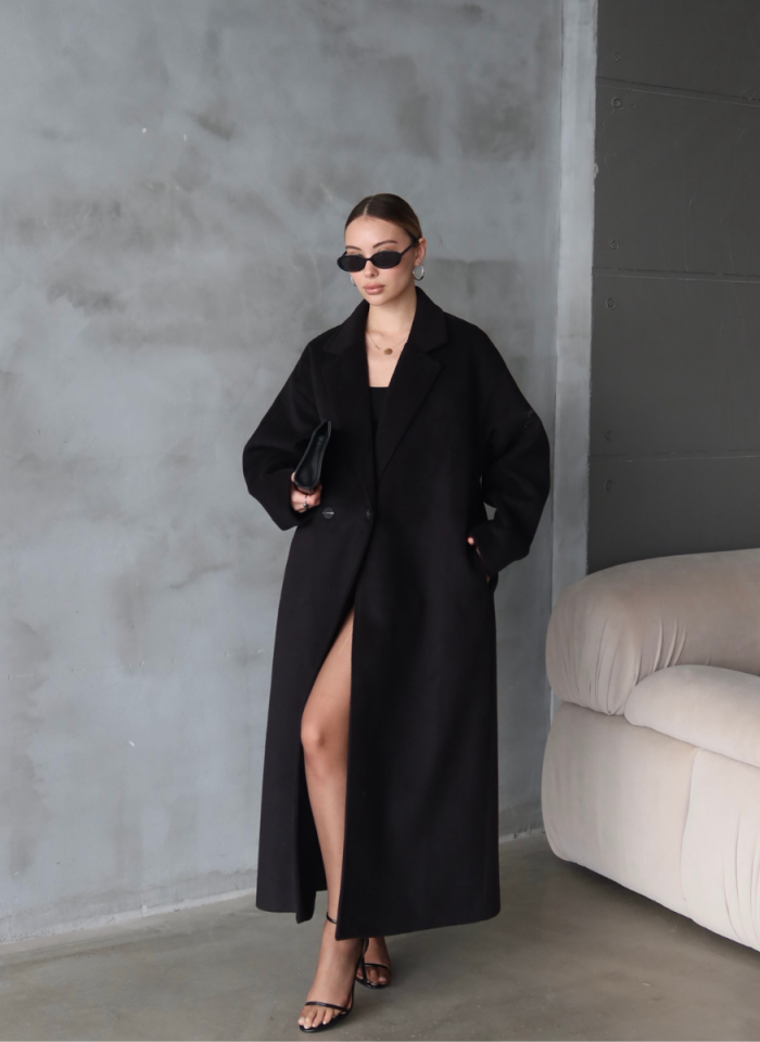 SİYAH KAŞE OVERSİZE KABAN