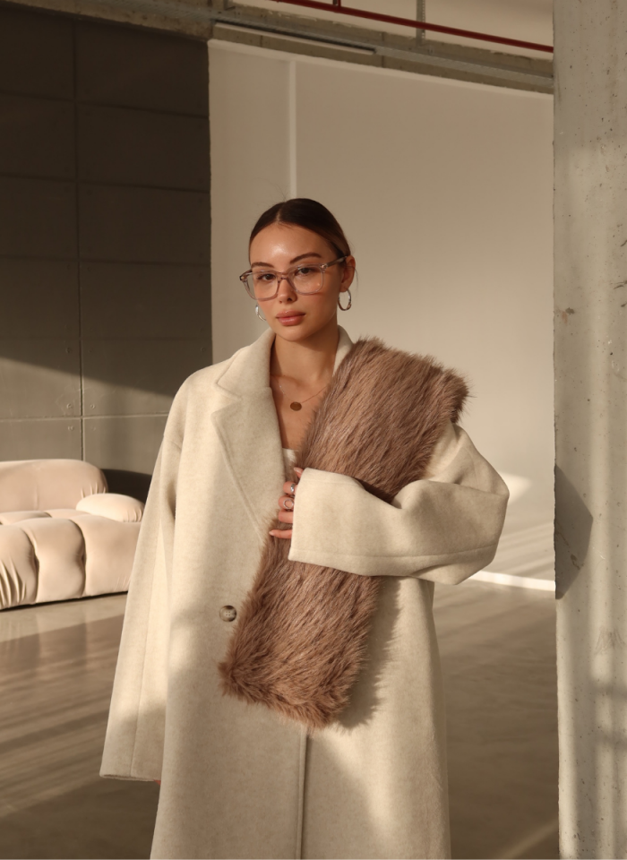 BEJ KAŞE OVERSİZE KABAN