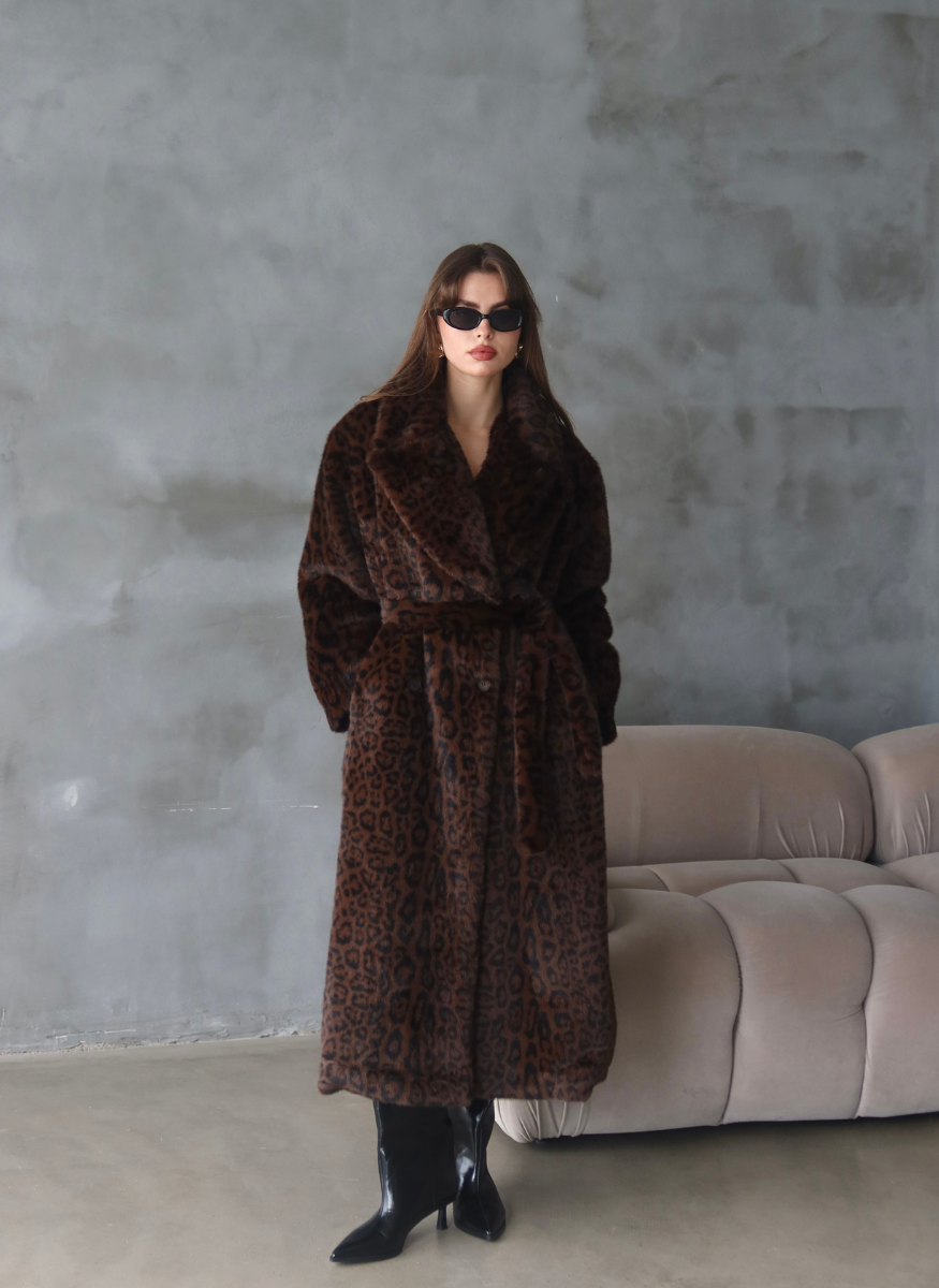 LEOPAR SUNİ KÜRK KABAN