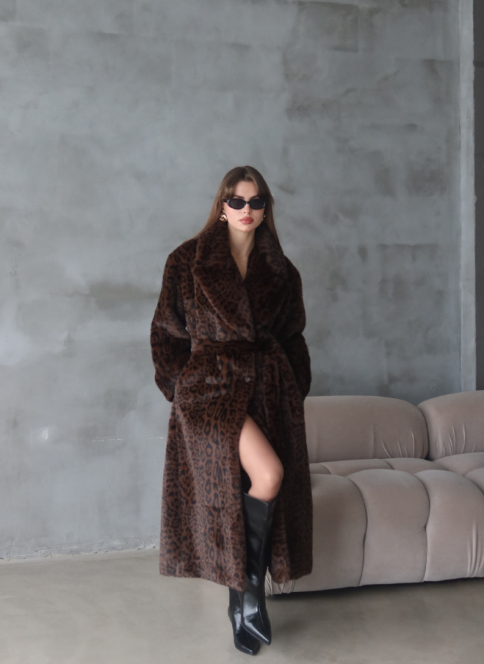 LEOPAR SUNİ KÜRK KABAN