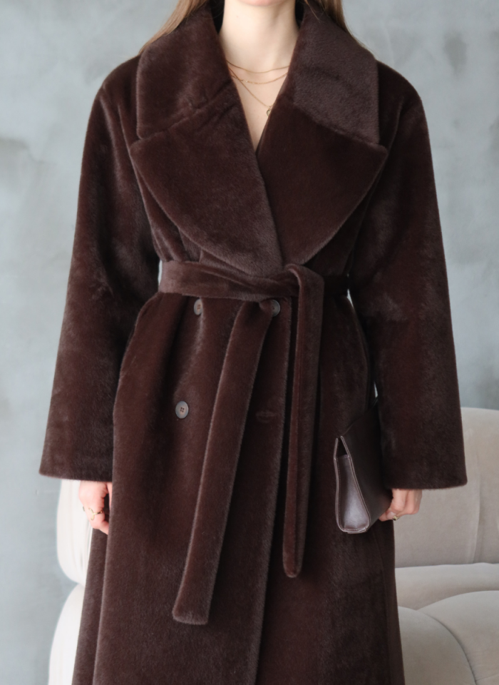 KAHVERENGİ KUŞAKLI SUNİ KÜRK KABAN