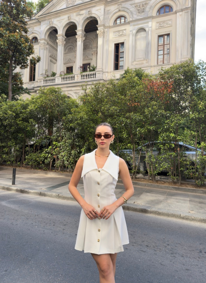 BEYAZ DOUBLE ELBİSE