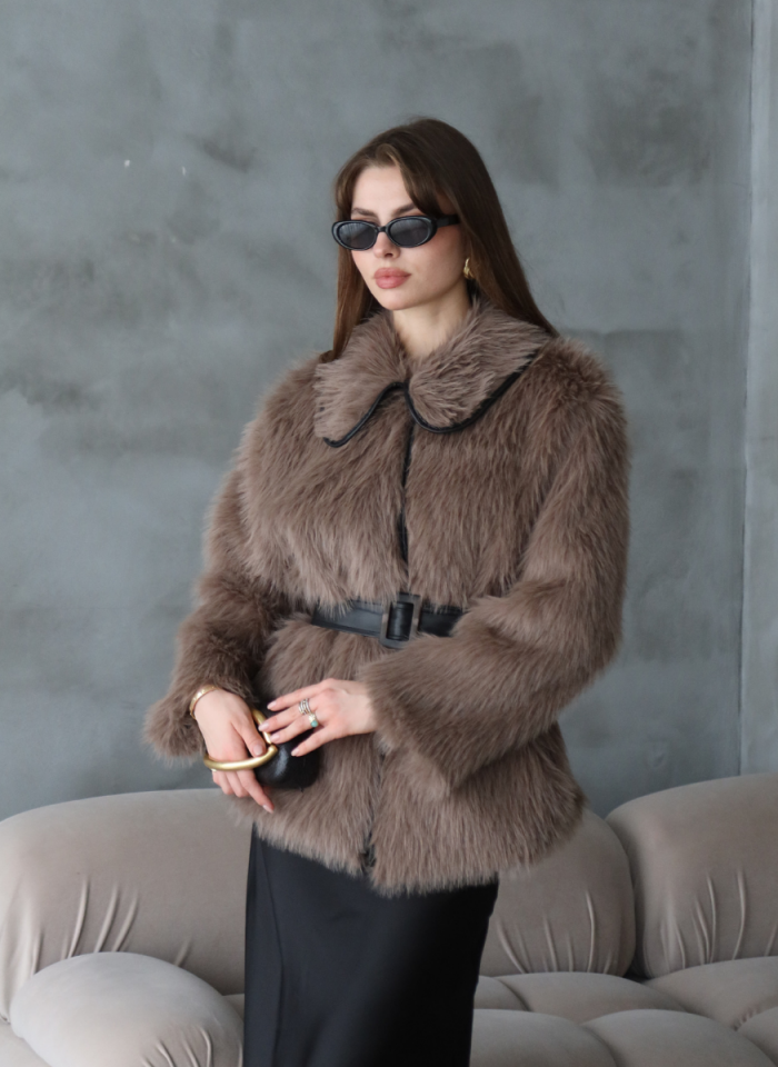 VİZON BELİ KEMERLİ SUNİ KÜRK KABAN