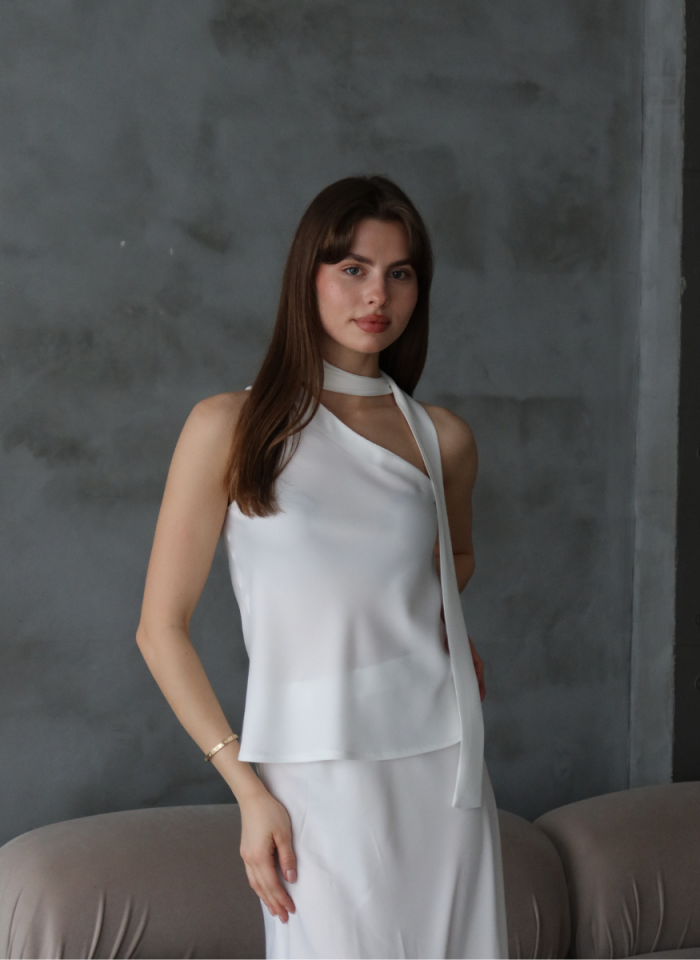 BEYAZ SATEN ŞALLI BLUZ