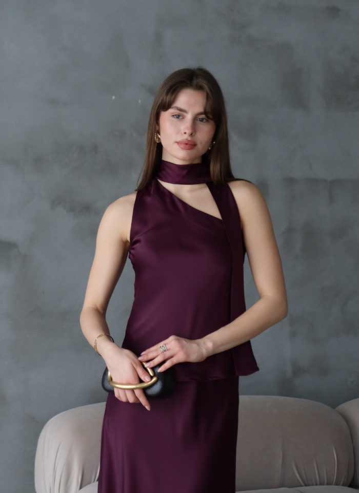 MÜRDÜM SATEN ŞALLI BLUZ