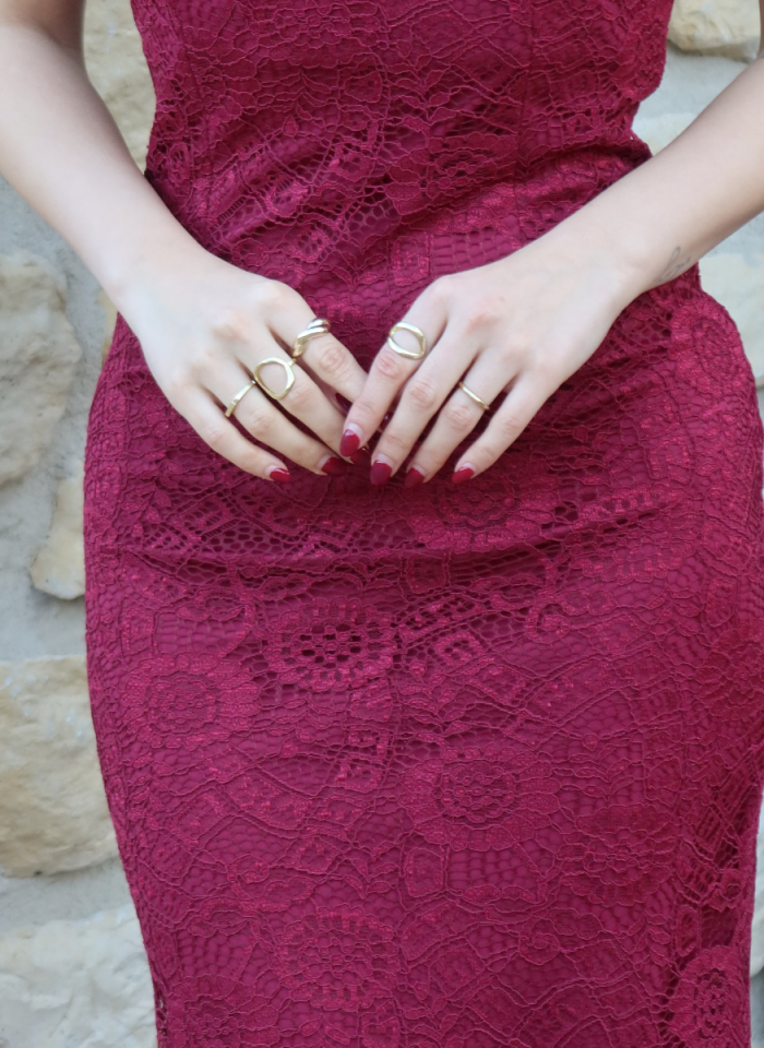 BORDO DANTEL ELBİSE