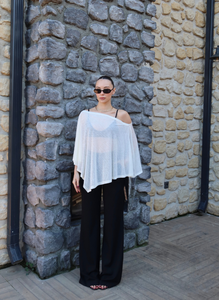 EKRU TRANSPARAN BLUZ﻿