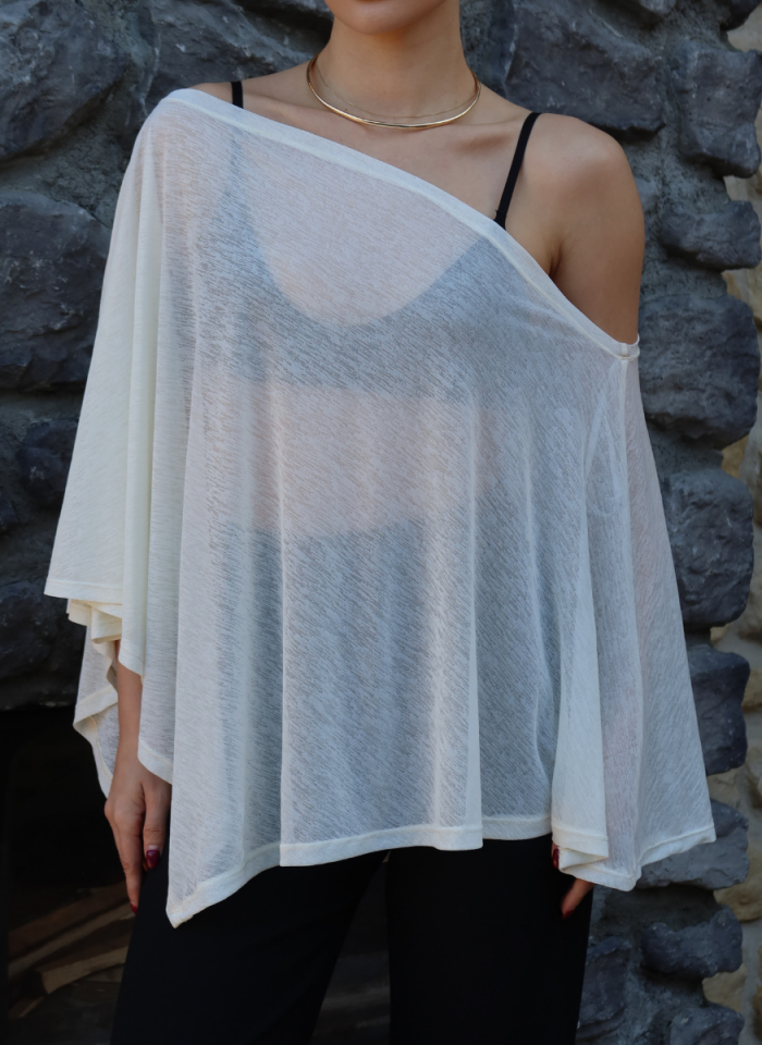 EKRU TRANSPARAN BLUZ﻿