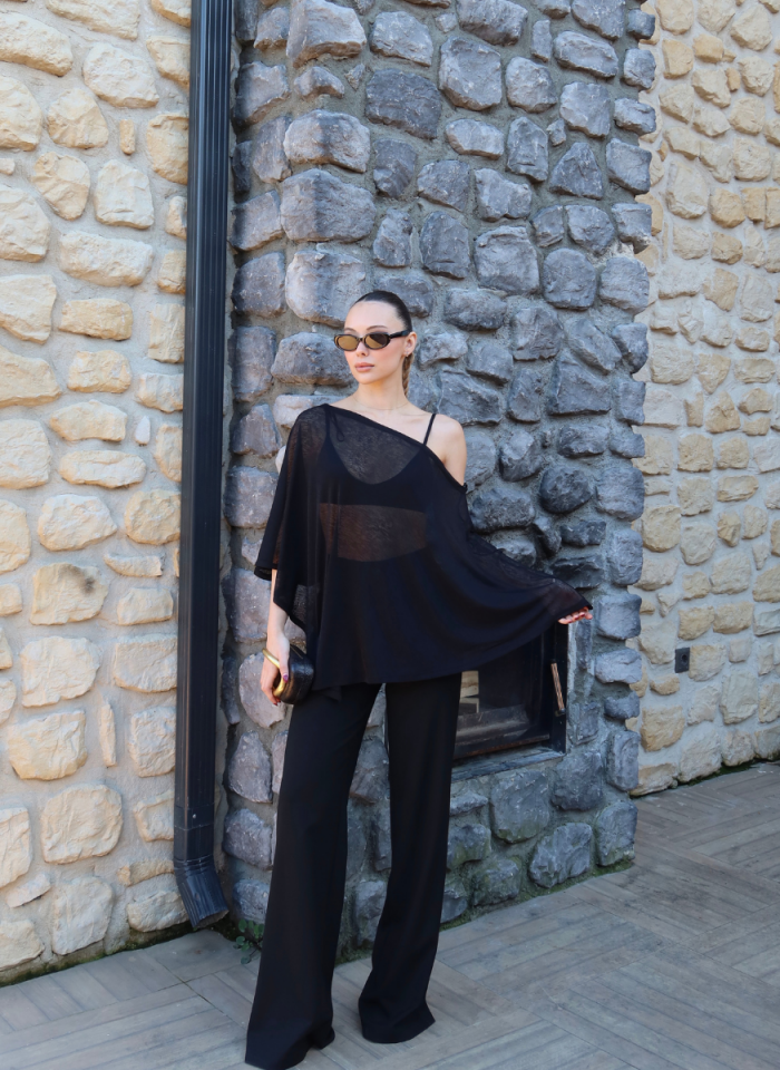 SİYAH TRANSPARAN BLUZ