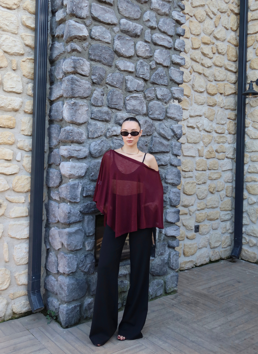 BORDO TRANSPARAN BLUZ