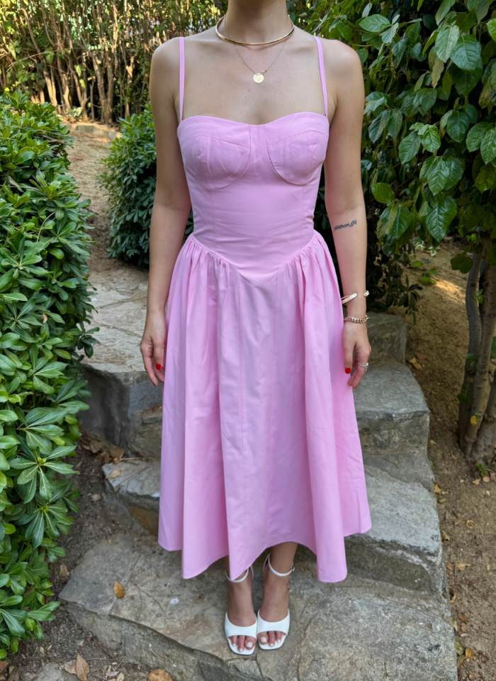 PEMBE POPLİN ELBİSE