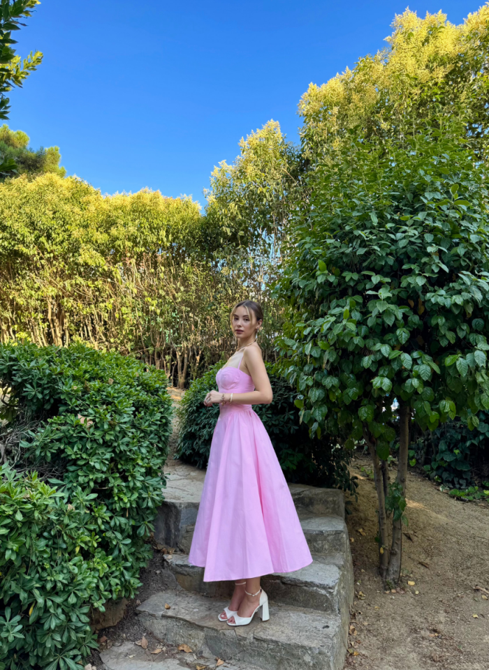 PEMBE POPLİN ELBİSE