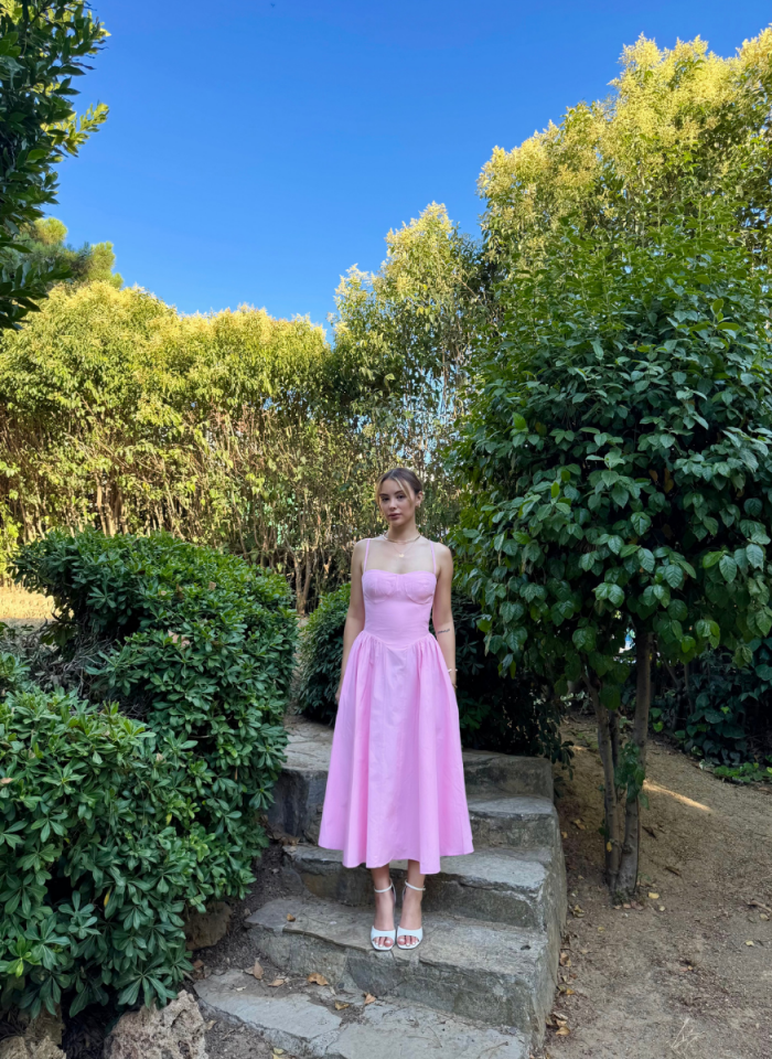 PEMBE POPLİN ELBİSE