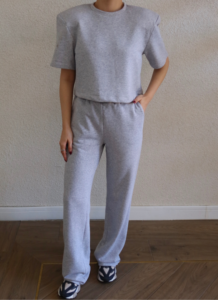 GRİ VATKALI ÜST ALT EŞOFMAN TAKIMI