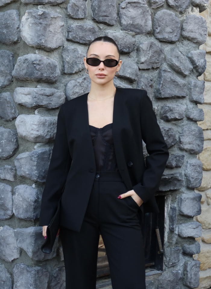 SİYAH V YAKA CEKET PANTOLON TAKIM