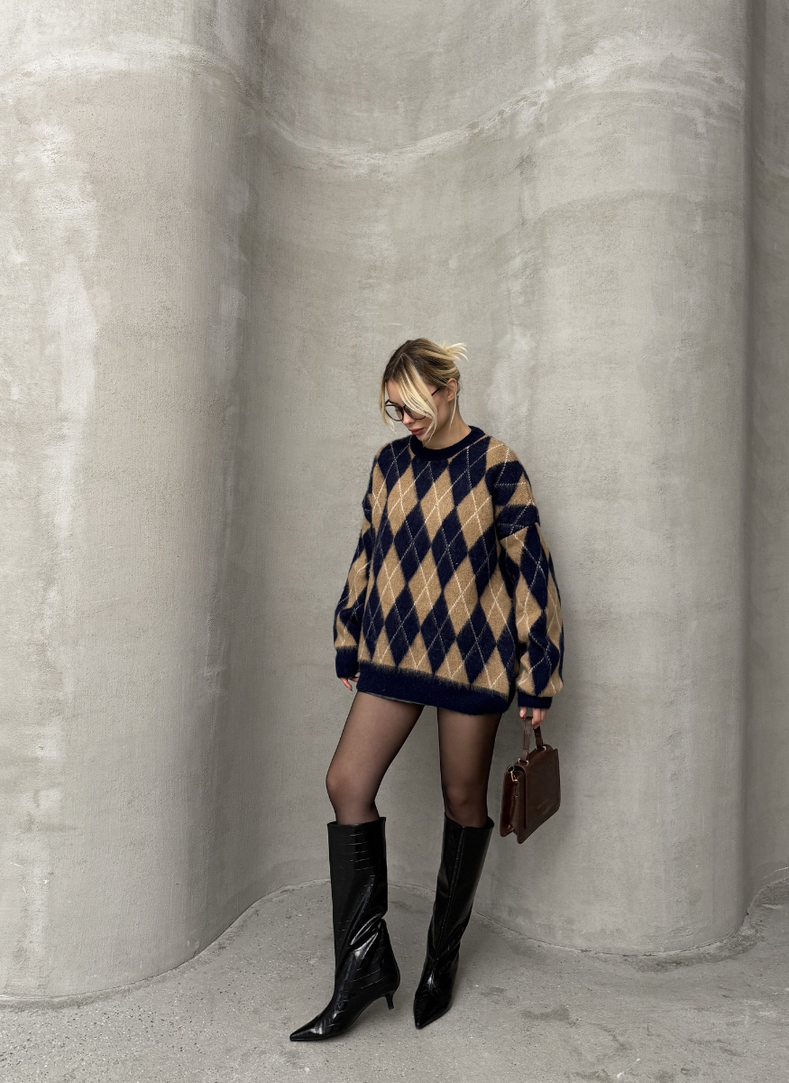 LACİVERT BAKLAVA KAZAK