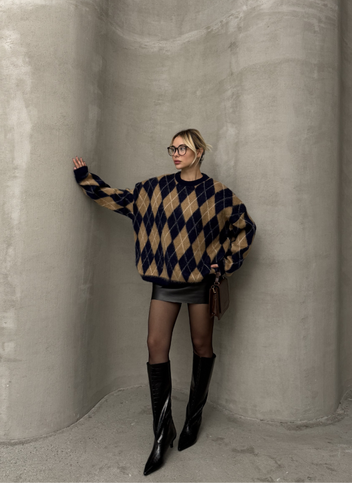 LACİVERT BAKLAVA KAZAK