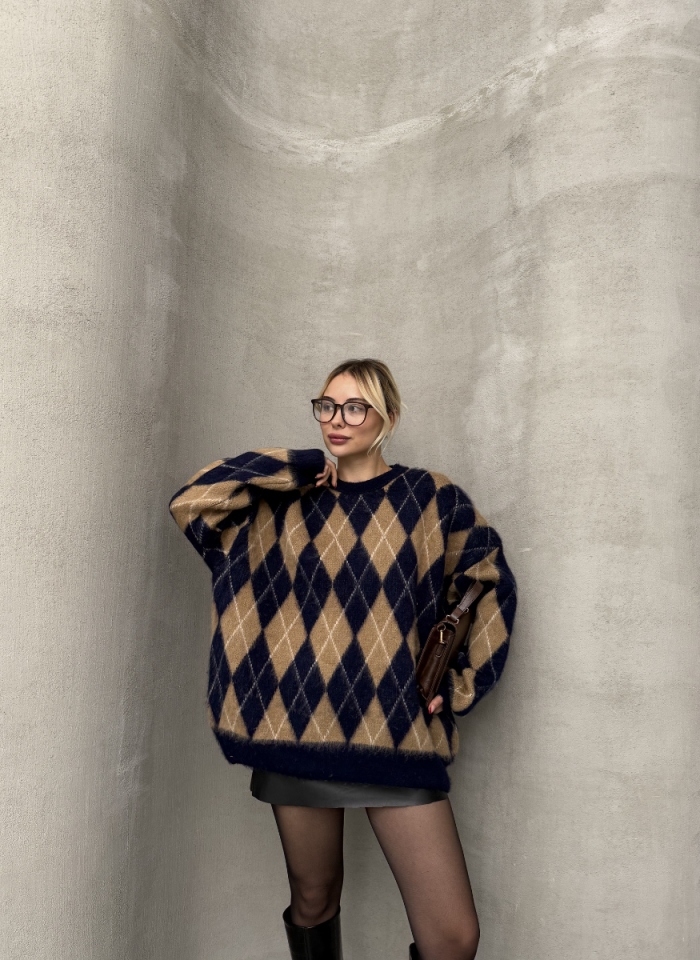 LACİVERT BAKLAVA KAZAK