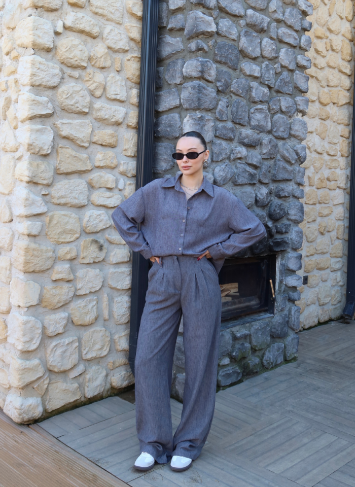 ANTRASİT GÖMLEK PİLELİ PANTOLON TAKIM