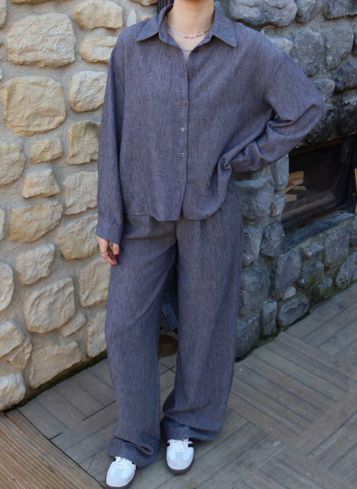 ANTRASİT GÖMLEK PİLELİ PANTOLON TAKIM