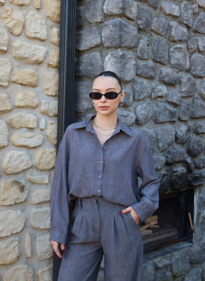 ANTRASİT GÖMLEK PİLELİ PANTOLON TAKIM