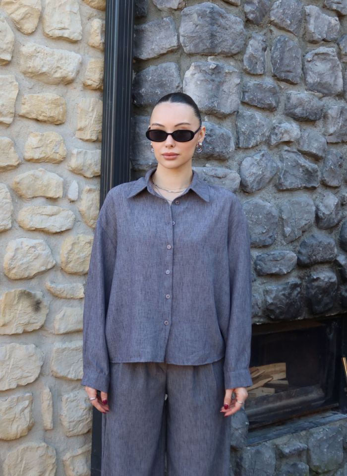 ANTRASİT GÖMLEK PİLELİ PANTOLON TAKIM