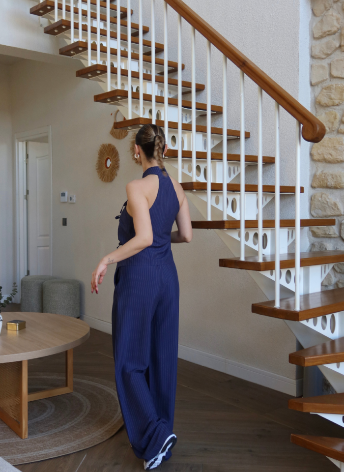 LACİVERT ÇİZGİLİ PANTOLON