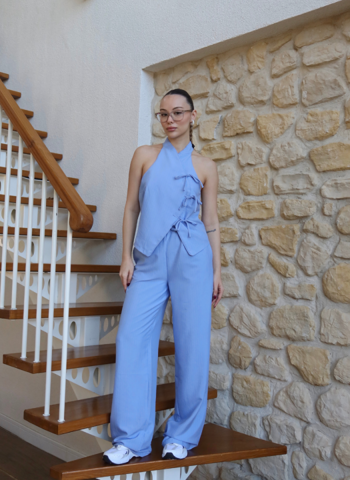 MAVİ ÇİZGİLİ PANTOLON