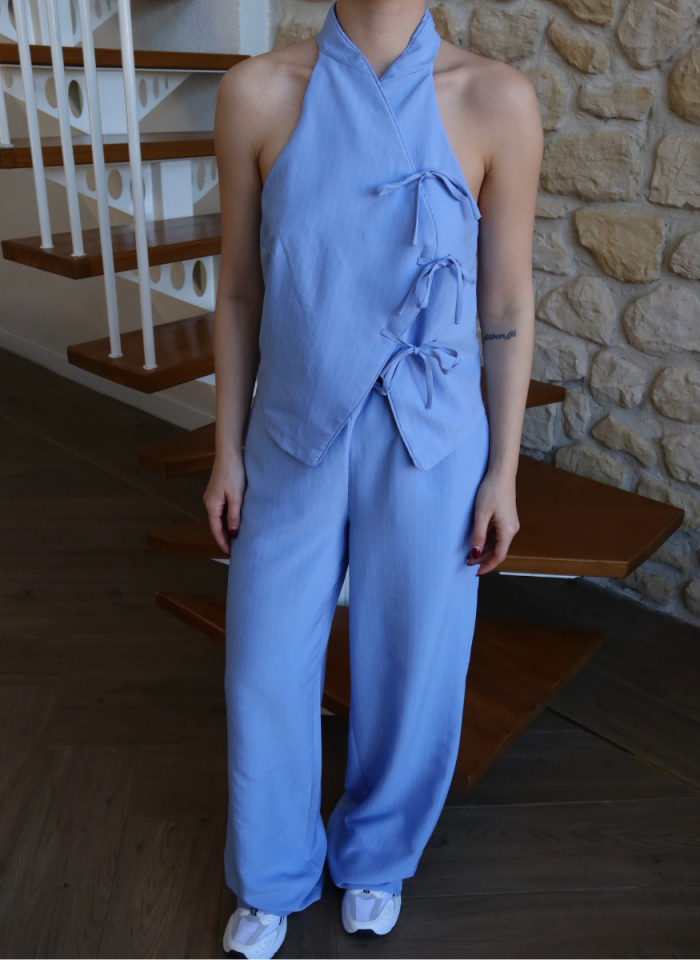 MAVİ ÇİZGİLİ PANTOLON