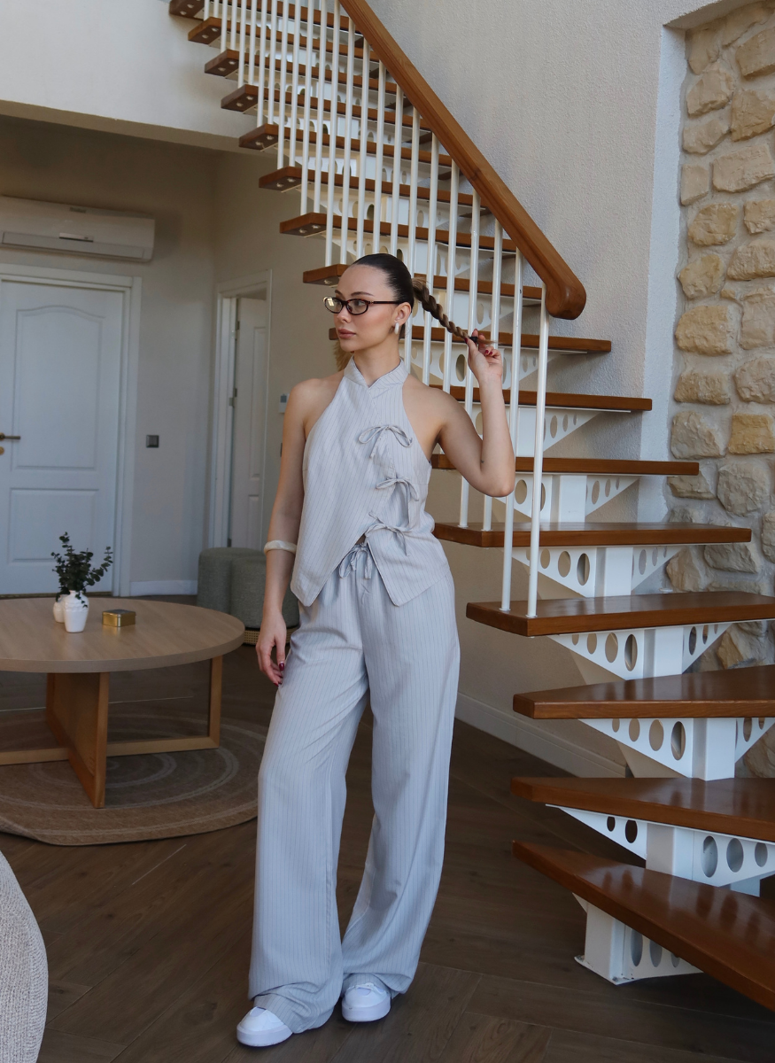 GRİ ÇİZGİLİ PANTOLON