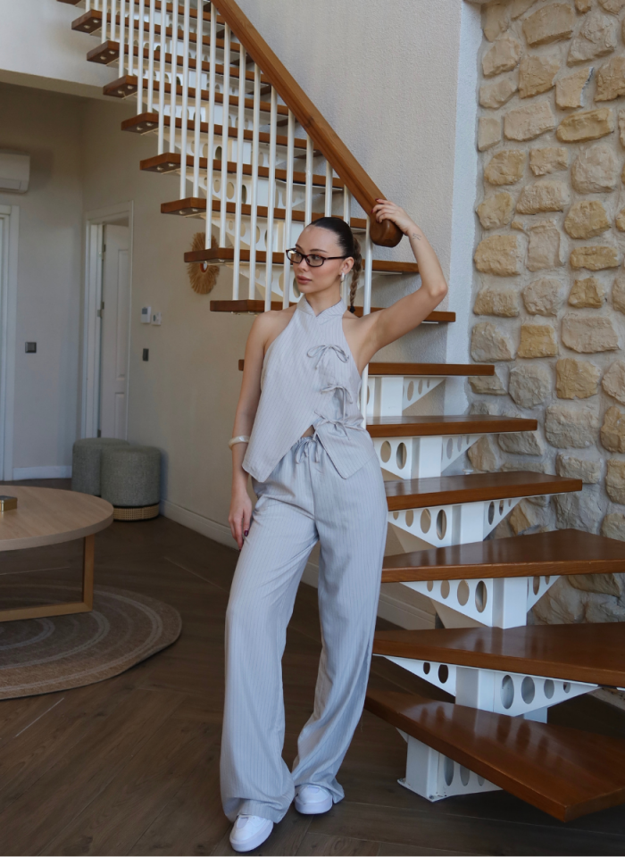 GRİ ÇİZGİLİ PANTOLON