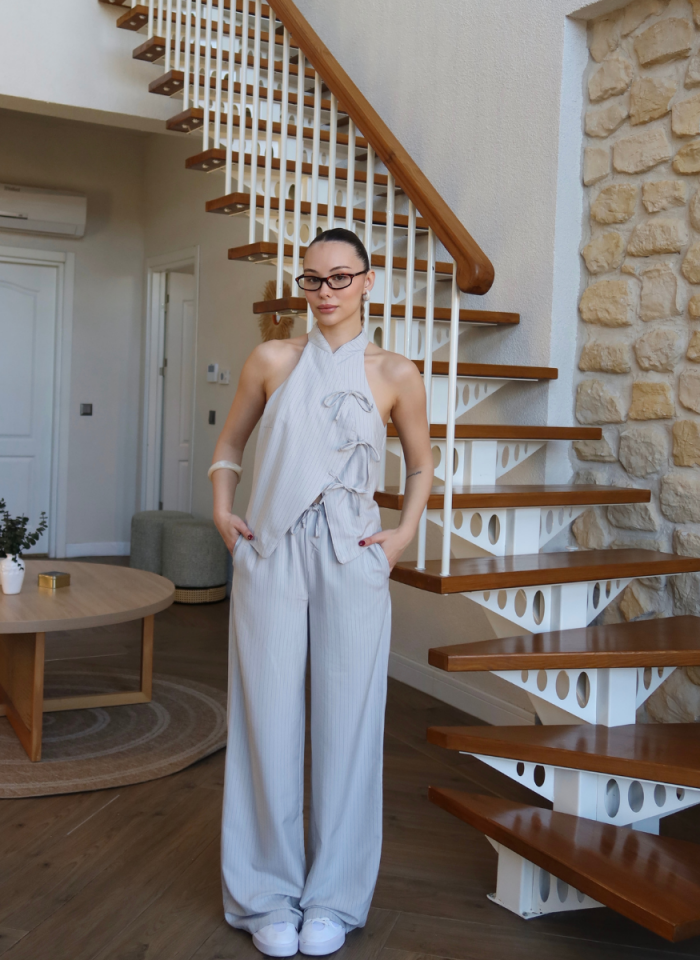 GRİ ÇİZGİLİ YELEK