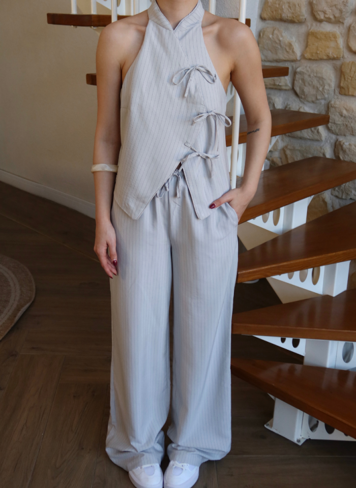 GRİ ÇİZGİLİ YELEK