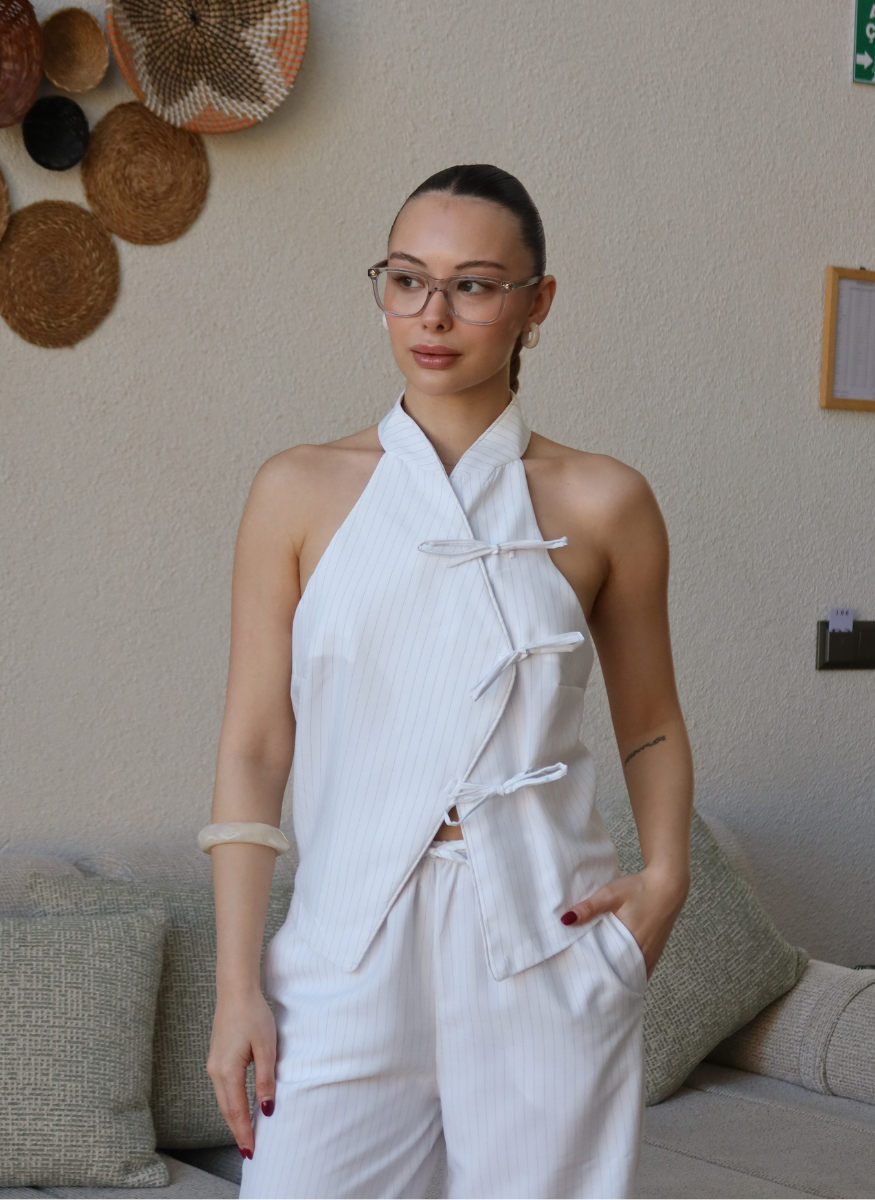 BEYAZ ÇİZGİLİ YELEK