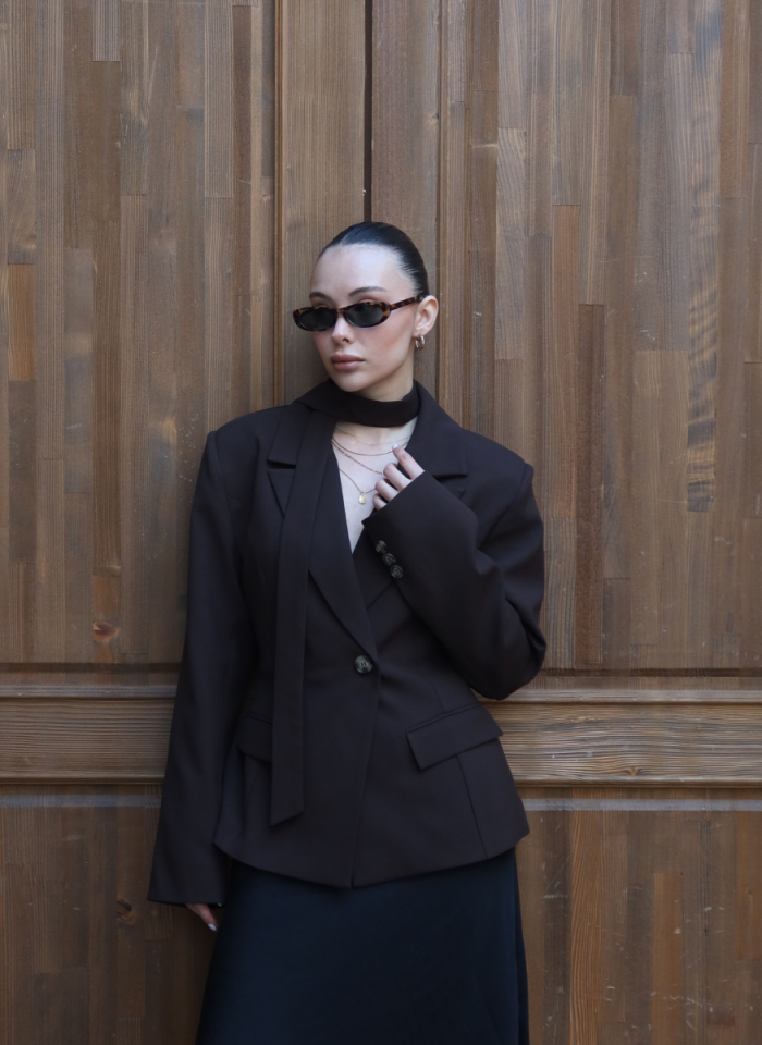 ACI KAHVE TEK DÜĞMELİ CEKET