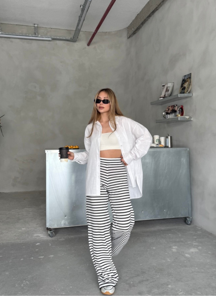 BEYAZ ÇİZGİLİ PANTOLON