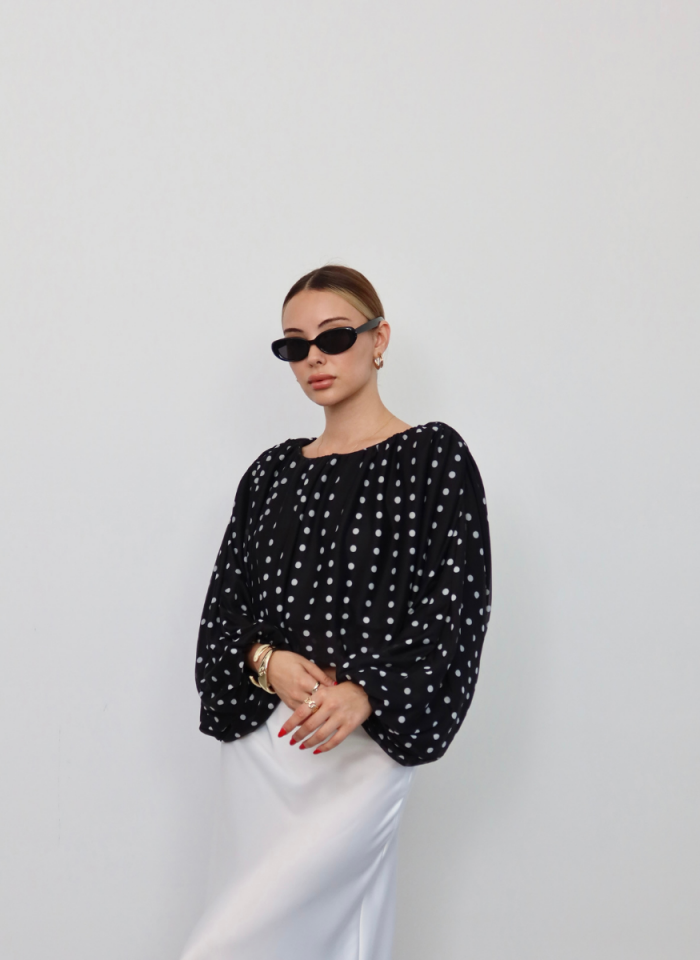 SİYAH DOTTİE BLUZ