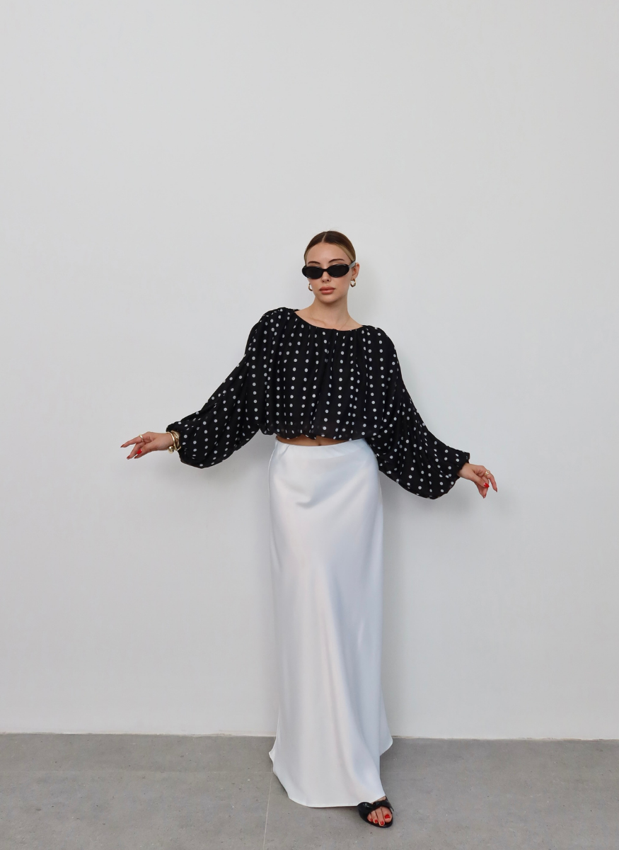 SİYAH DOTTİE BLUZ