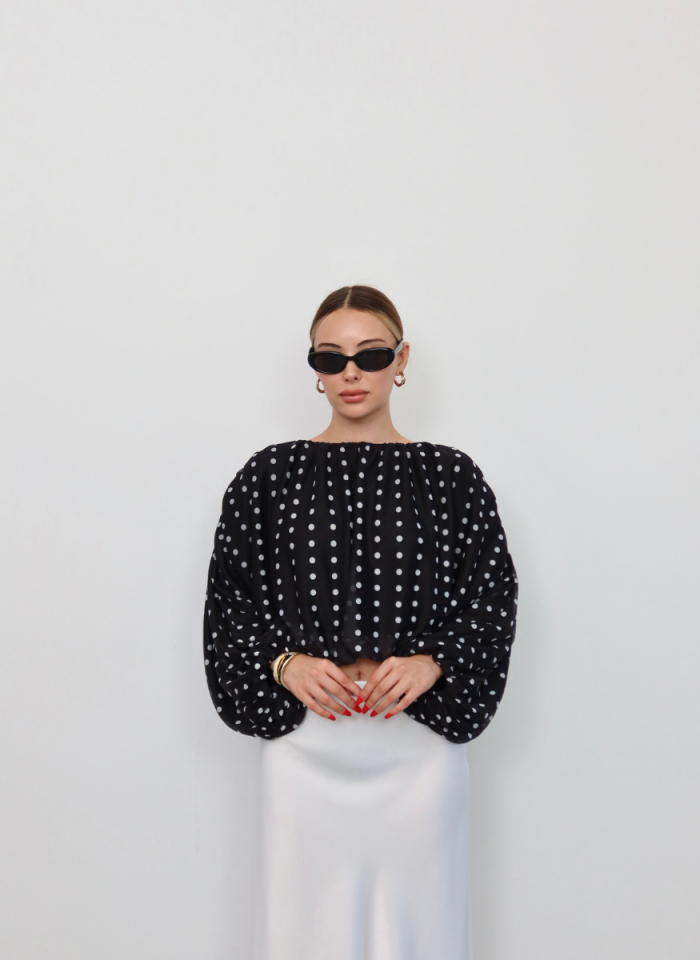 SİYAH DOTTİE BLUZ
